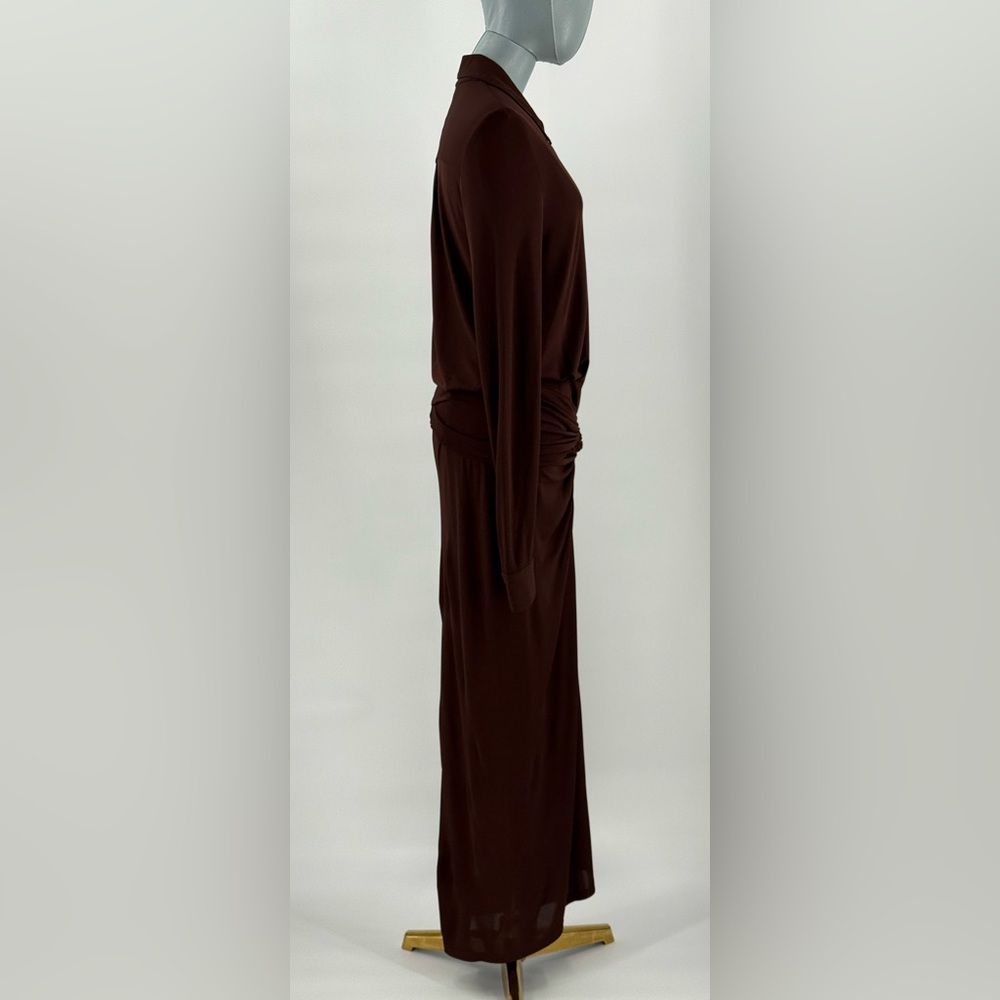 🆕 RAT & BOA 🧿 NWOT Rucci Long Sleeve Ruched Shirt Dress, Brown - Sz L - Picture 6 of 17